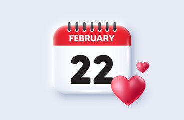 22th day of the month icon. Calendar date 3d icon. Event schedule date. Meeting appointment time. 22th day of February month. Calendar event reminder date. Vector - obrazy, fototapety, plakaty