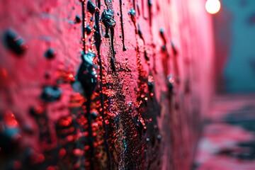Red Paint Stains on a Wall - obrazy, fototapety, plakaty