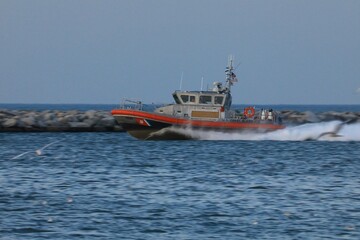 US Coast Guard fast response patrol boat in pursuit 
