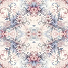 Foto auf Acrylglas Elegant vintage floral watercolor painting tiled seamless pattern. abstract wallpapers background. © Thitiporn