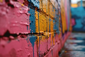 Colorful Wall with Paint Stains