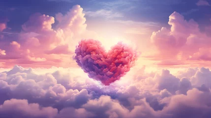 Keuken spatwand met foto heart shaped clouds, beautiful colorful heart in the clouds as valentine day background, Ai generated image © PixxStudio