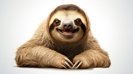 Fototapeta premium Happy Sloth. Isolated on white background