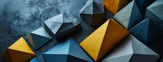 A collection of geometric shapes in various colors