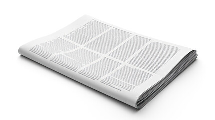 Top view Blank empty Daily Newspaper. Isolated on white background - obrazy, fototapety, plakaty