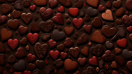 Seamless pattern, Valentine’s day chocolate pattern background, Ai generated image