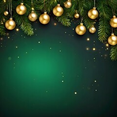 Obraz na płótnie Canvas Green Christmas card with gold lights
