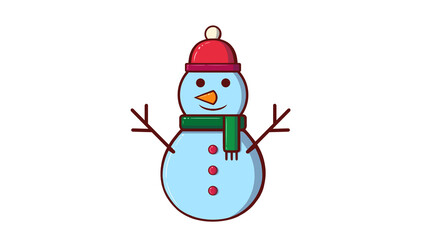 snowman with a scarf, Cute cartoon snowman on white background isolated, snowman with hat