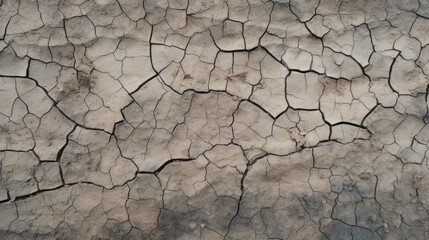 Dry land ground crack background and texture top view