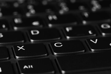 Close up keyboard, button background and texture