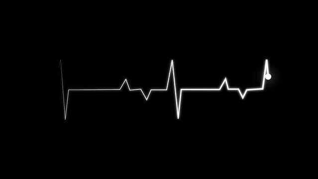 4k animation heart beat with line on background. 4k seamless loop animation