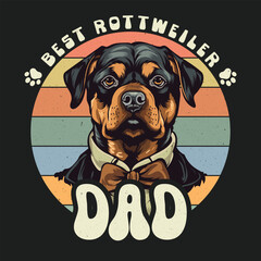 Rottweiler Dad Rottie Face Rottweiler Dog Owner Retro TShirt