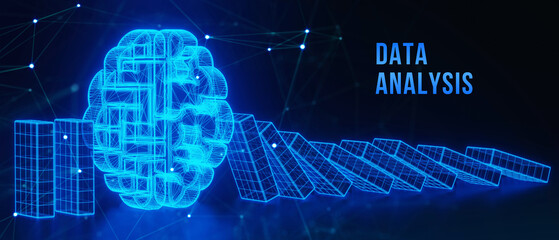 Data Analysis for Business and Finance Concept. Information report for digital business strategy. Business, technology, internet and networking concept. 3d illustration