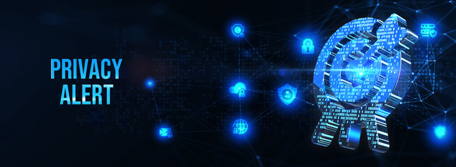Technology, Internet, business and network concept. Privacy alert. 3d illustration