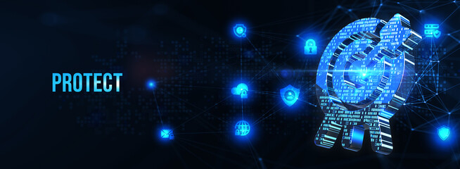 Cyber security data protection business technology privacy concept. . 3d illustration