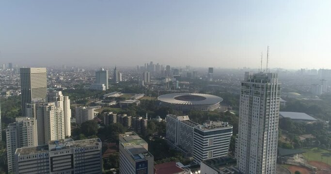 Jakarta Cityscape with Skyscraper Aerial Drone View