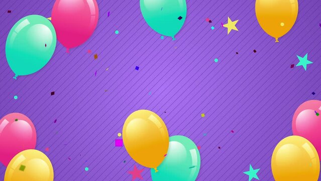 Happy birthday background with colourful balloons.