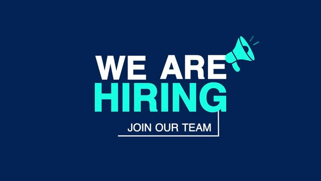 We are Hiring motion video, Animation text video with we are hiring join our team on colorful background