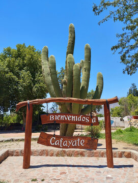 City name sign in the Argentine town of Cafayate
