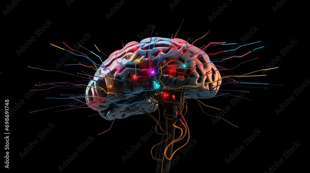 Canvas Prints futuristic circuitry in human brain. (generative ai).