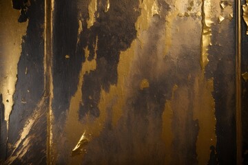 Naklejka premium Grunge wall background. The distressed, rough elements are rendered in dark gold tones, creating a visually dynamic abstract design. Isolated in gold on a bold silver backdrop.