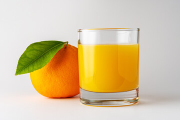 Glass of orange juice and orange fruit on white background. Fruit concept.