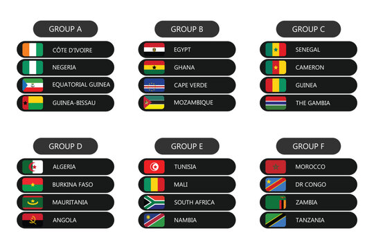 2024 africa cup of nations , participating countries flags in africa cup of nations 2024 vector	