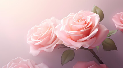 Pink rose wallpaper with white flowers, Valentine's Day background