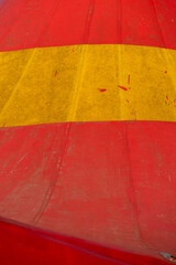 abstract images of a travelling circus tent in red and yellow colors