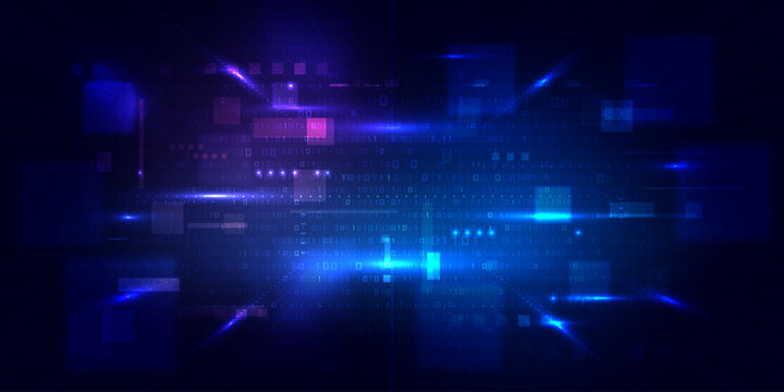 Abstract digital technology background. Modern high-tech innovation future background, Network connection, binary code, AI, communication, big data. Pattern for banner, poster, website. Vector eps10.