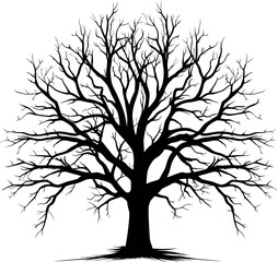 Obraz premium black tree silhouette isolated on white background, vector. AI generated illustration.