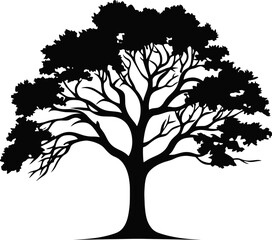 Obraz premium black tree silhouette isolated on white background, vector. AI generated illustration.