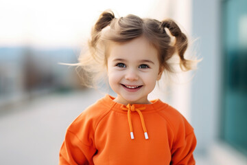 Portrait of a cute little girl on a walk