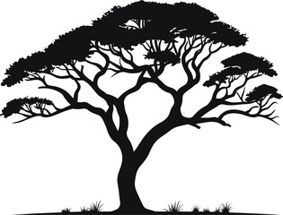 Tree silhouette isolated on white background. Vector illustration for your design. AI generated illustration.