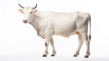White standing cow. Spotted cow. Farm animals. Isolated on white background