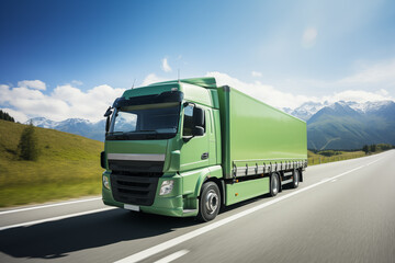 Green truck powered by clean carbon neutral energy.