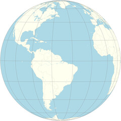 The orthographic projection of the world map with Kiribati at its center. an island country in the central Pacific Ocean