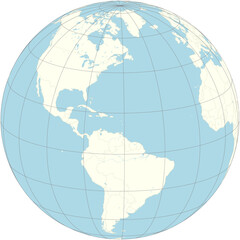 The orthographic projection of the world map with Montserrat at its center. a British Overseas Territory in the Caribbean