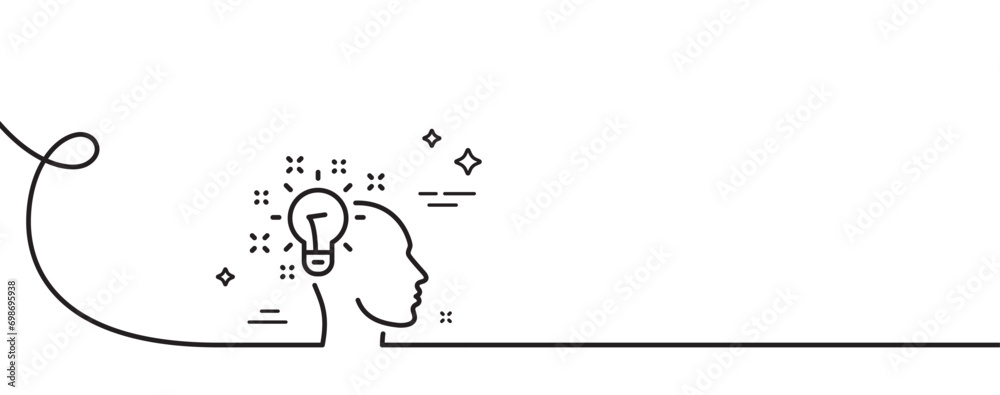 Aufkleber idea line icon. continuous one line with curl. human head with light bulb sign. inspiration symbol. 
