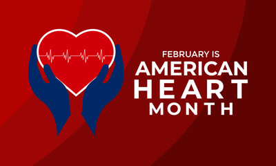 vector illustration of february is american heart month.For banner, flyer, poster design template. 