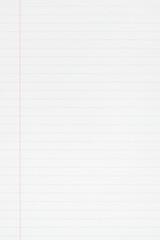 Blank lined paper background. Blue lines and red margin. Full frame