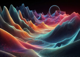 Obraz premium colorful and dynamic display of swirling lines and dots that create a visual representation of digital data or abstract art. digital data visualization, representing network system