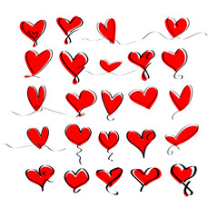 Vector collection of hearts, valentines, symbols of love