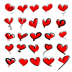 Vector collection of hearts, valentines, symbols of love