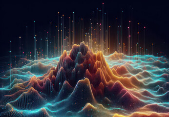 colorful and dynamic display of swirling lines and dots that create a visual representation of...