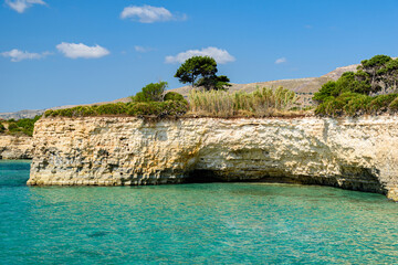 Rocky coastline in the Gelsomineto area, near Siracusa, in Sicily