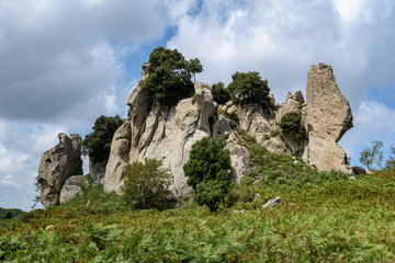 Rocky natural megalith in the Argimusco plateau, in northern Sicily