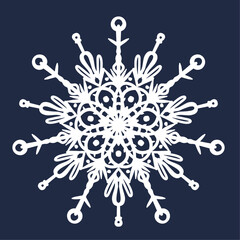 vector illustration white snowflake isolated on dark background  - 698699306