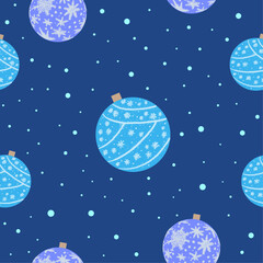 vector illustration seamless background blue christmas toys balls  - 698699313