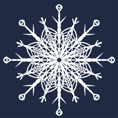 vector illustration white snowflake isolated on dark background  - 698699318